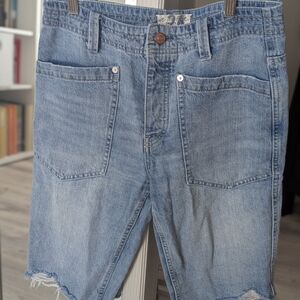 We The Free Rebel Rouser Bermuda Frayed Denim Shorts